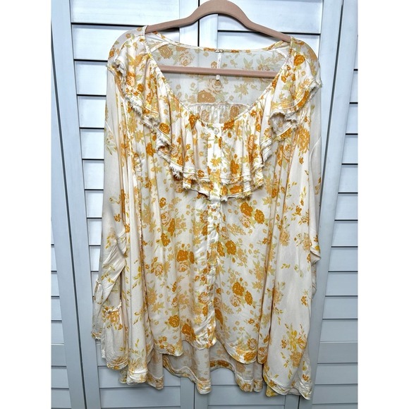 Free People Loretta Floral Tunic Top Cottagecore Oversized Boho Fairy Size M - Picture 4 of 12